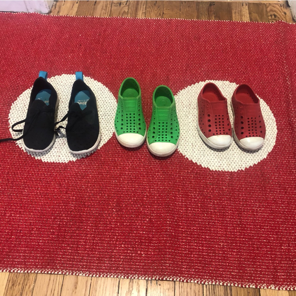 Box of native shoes for kids
